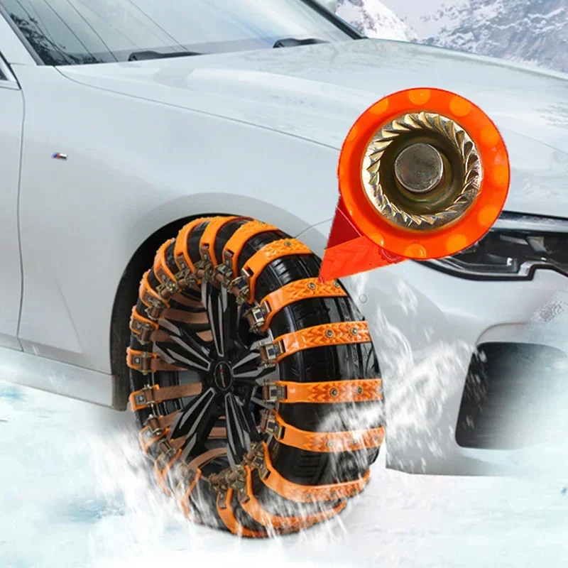 Snow Tire Anti Slip Chains Universal Type for Cars Anti Slip Snow Tire Straps Adjustable Car Chains Accessories