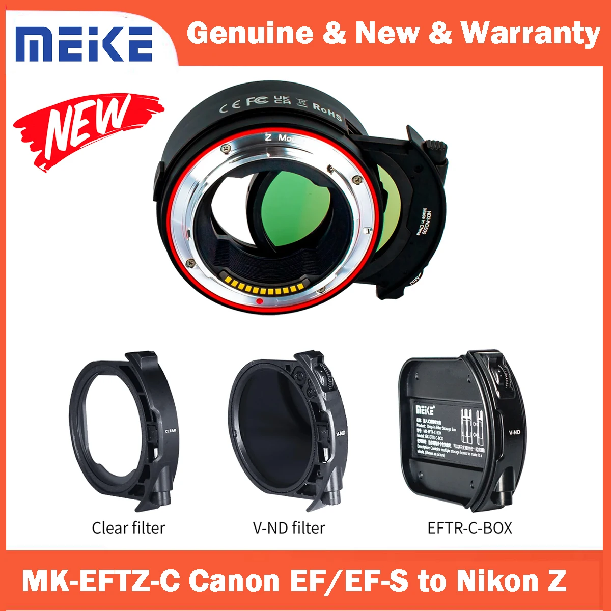 Meike Mk-Eftz-C Vnd Drop-In Filter Auto-Focus Mount Lens Adapter For Canon Ef/Ef-S Lenses To Nikon Z Series Cameras Z5 Z6 Z7 Z50