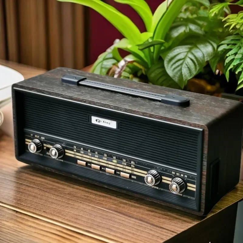 Retro Portable Rechargeable Radio Vintage Wooden Bluetooth Speakers AM FM SW 3 Band Radio Card USB MP3 Player