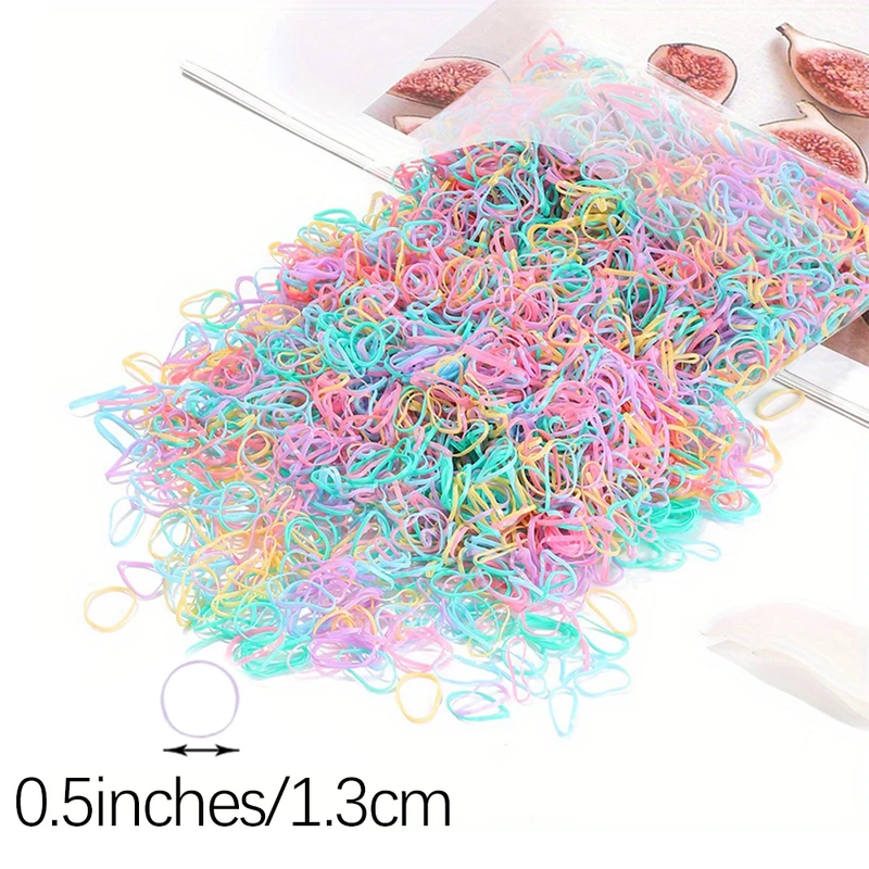 500/1000/2000pcs Girls Colourful Disposable Rubber Band