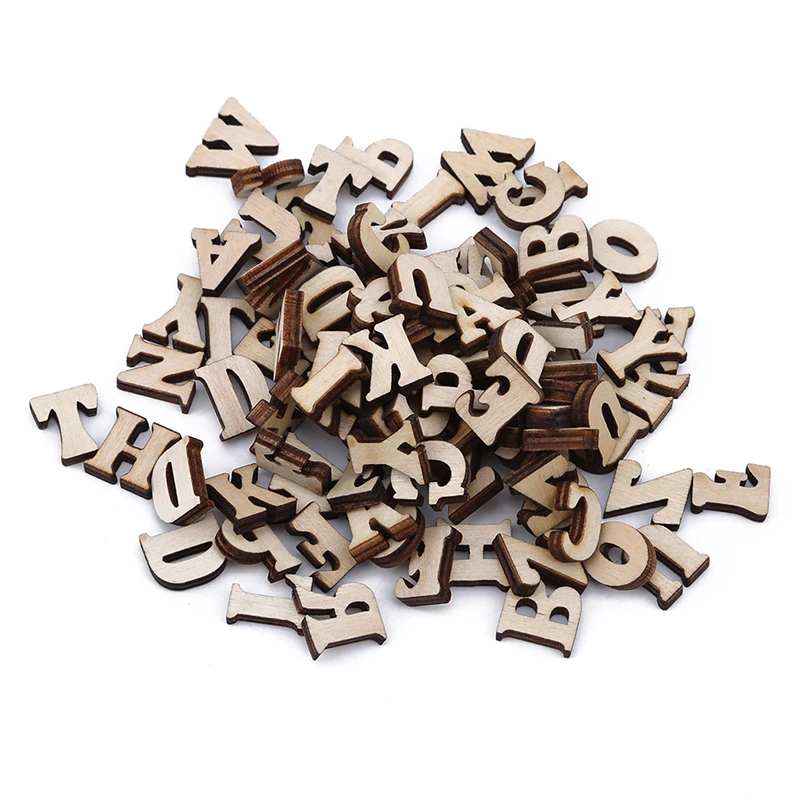Wooden Letter Decor 100Pieces Random English Alphabet Letters Number Baby Early Learning Tool Scrapbooking Craft DIY Digital Display