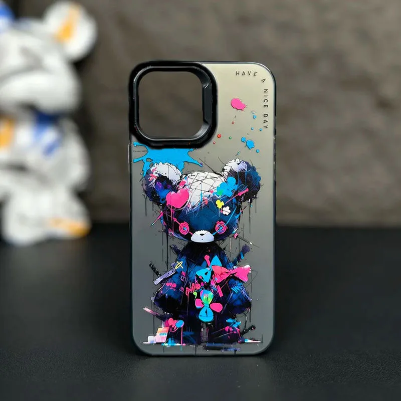 thumbnail image 1 of Fashion Graffiti iPhone15 Case Suitable for iPhone14 13Pro Max Models Cartoon Animal Pattern Matte Plated Soft Silicone Material, 1 of 5