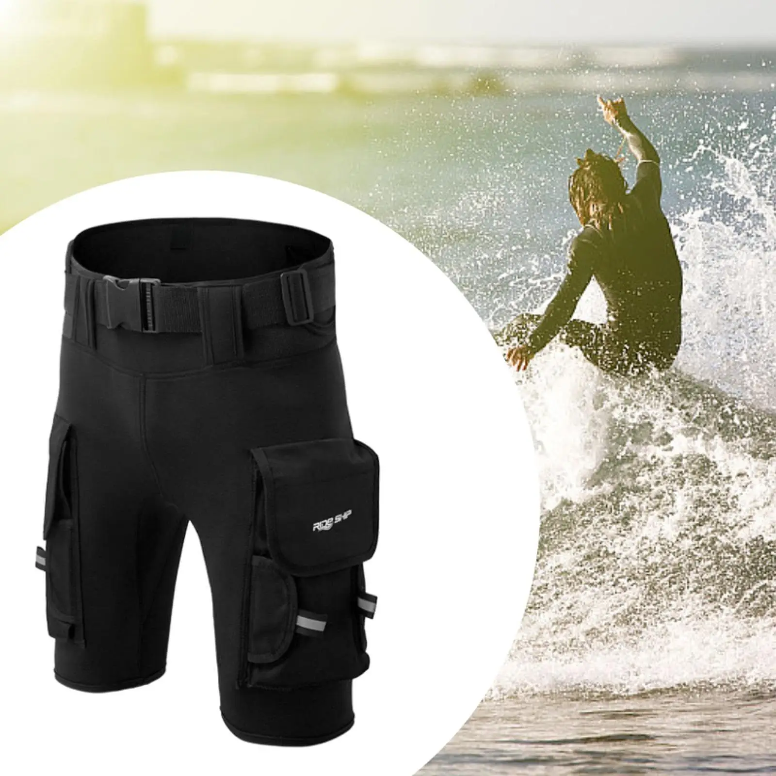 Diving Shorts, Submersible Pants Waterproof Wear Resistant with Pockets Wetsuits