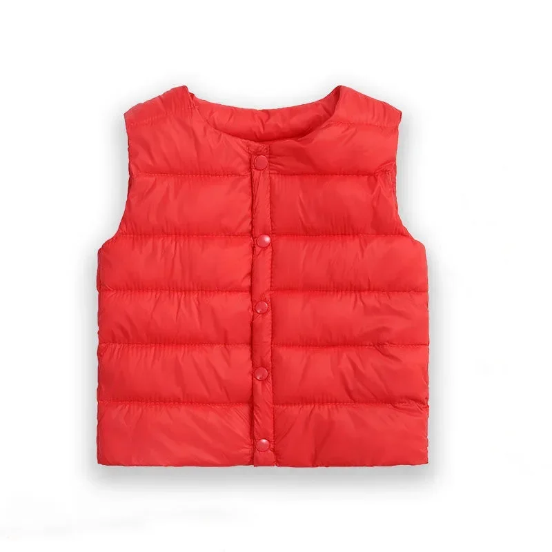 Children's Down Cotton Vest Autumn and Winter Baby Cut Shoulder Inner Small Vest Solid Color children vest