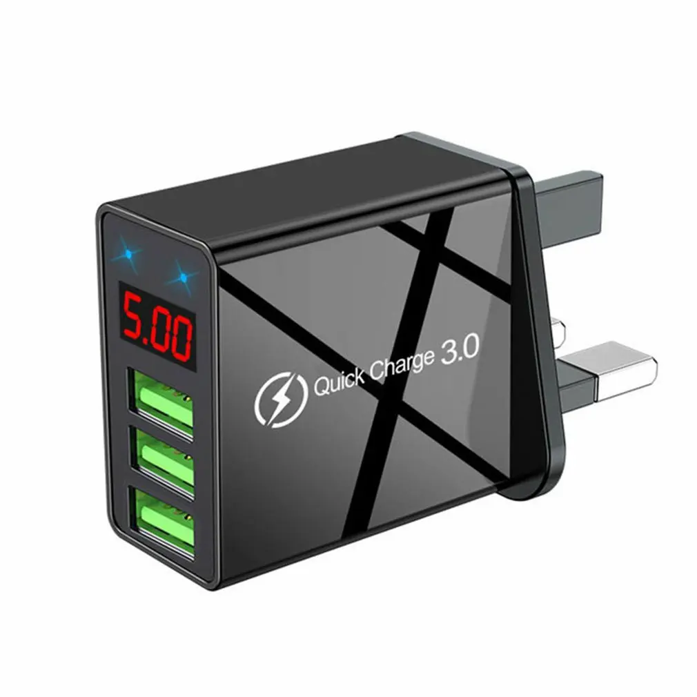 3 Usb Charger Digital Display Mobile Phone Charger Fast Charger Smart Phone Charging Head Pc