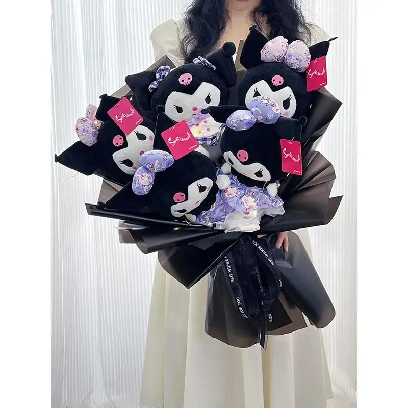 

Cartoon Cute Kawaii Sanrioed Kuromi Adult Plush Doll Flower Bundle Doll New Year Handheld Flower Birthday Gift Toy