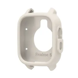 Soft Silicone Hollow Case - Smart Watch Band Bumper Protector for Realme Watch5 (Beige Case)