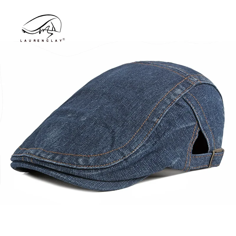 Beret Hat Denim Newsboy Hats Adjustable Ivy Flat Cap Beret Gatsby Cabbie Driving Hat for Men Women Youth Teenagers Vintage