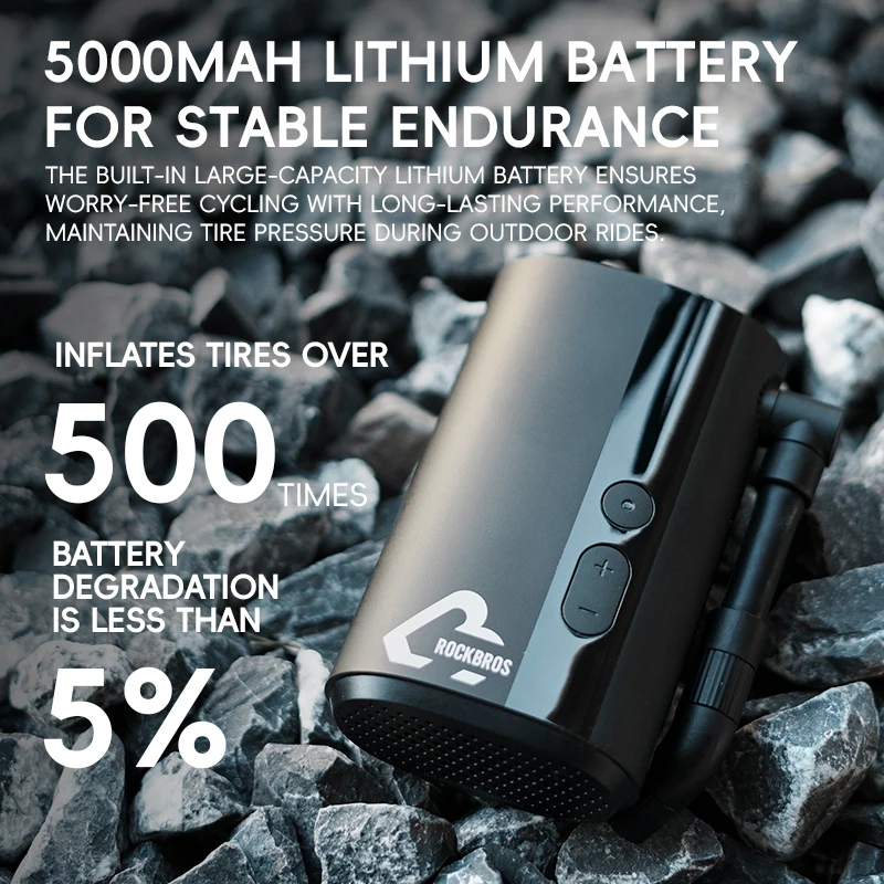 ROCKBROS QJCQBM1 Mini Pump 150psi Portable Riding Bicycle Electric Air Pump 5V2A Type-C Outdoor Portable MTB Road Bike Motorcycle Pumps - Image 2