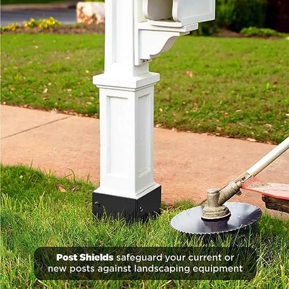 Stainless Steel Adjustable Post Base Protectors Wood Mailboxes Decks Fences 3.3-6in Range Rust-Proof Easy Installation Lawnmower