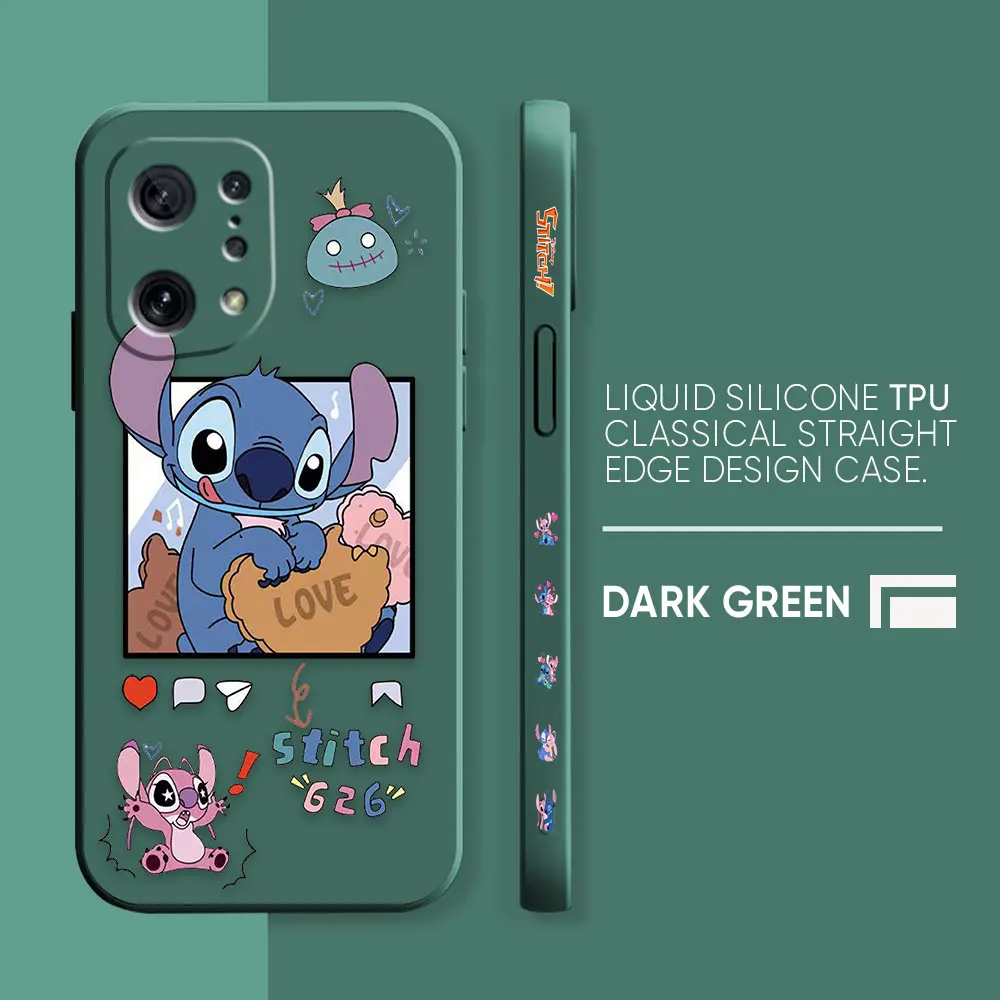 thumbnail image 1 of Case For OPPO FIND X6 X3 REALME X7 X50 RENO 2 4Z 4 6 Lite 5Z 5F 4G 5G PRO Liquid Silicone Case Cartoon Lilo & Stitch Angel, 1 of 5