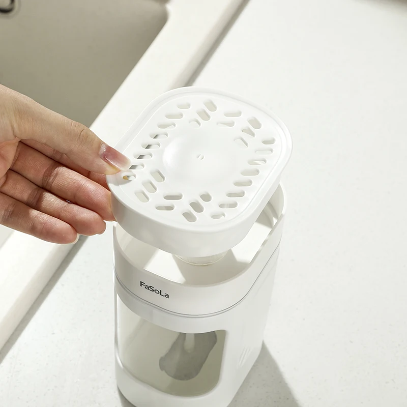 420ml/14oz Dishwashing Soap Pump Dispenser for Countertop Sponge Included Dish Soap Dispenser and Sponge Holder for Kitchen Sink soap dispenser