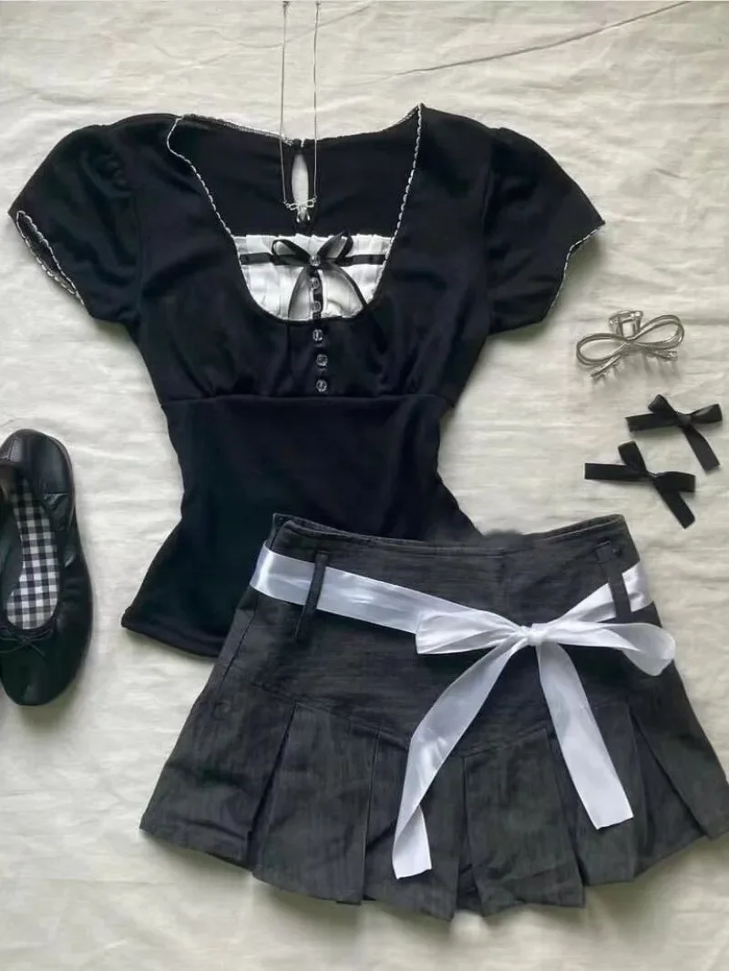 Cosplay Y2k Women High Waist Korean Style Pleated for Girls Cute Sweet Ladies Plaid Mini Skirt