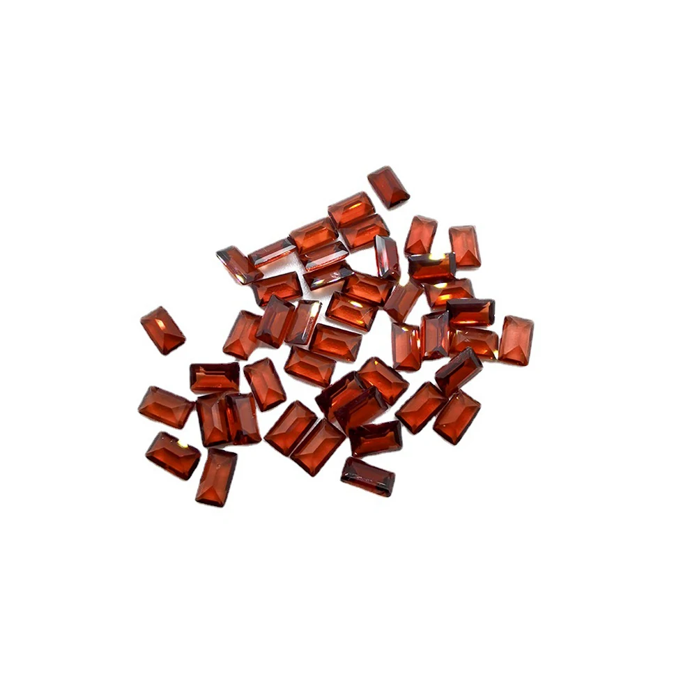 100pcs Natural Stone Red Garnet Mozambique Rectangle Step cut 2x4mm-3x6mm Facet Eye Clean Semi-precious Loose Gemstone For Jewel