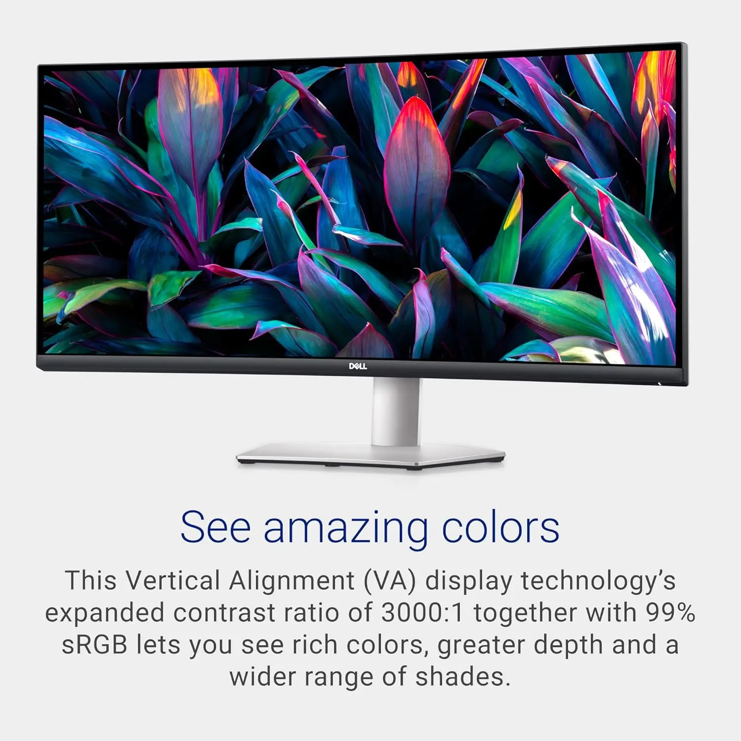Dell S3423DWC Curved USB-C Monitor - 34-Inch WQHD (3440x1440) 100Hz 4Ms 21:9 Display, USB-C Connectivity, 2 x 5w Audio Output 3