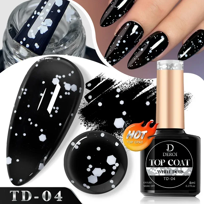 Hot 8ml Clear No Wipe Dot Top Coat Matte Glitter Flash Top Coat Manicure Aurora Flake Topcoat Seal UV Gel Polish for Nail Art 5