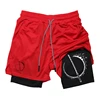 Men's printed 2-in-1 athletic running shorts, stylish quick-dry shorts (with phone pocket), summer gym shorts, activewear RL0503