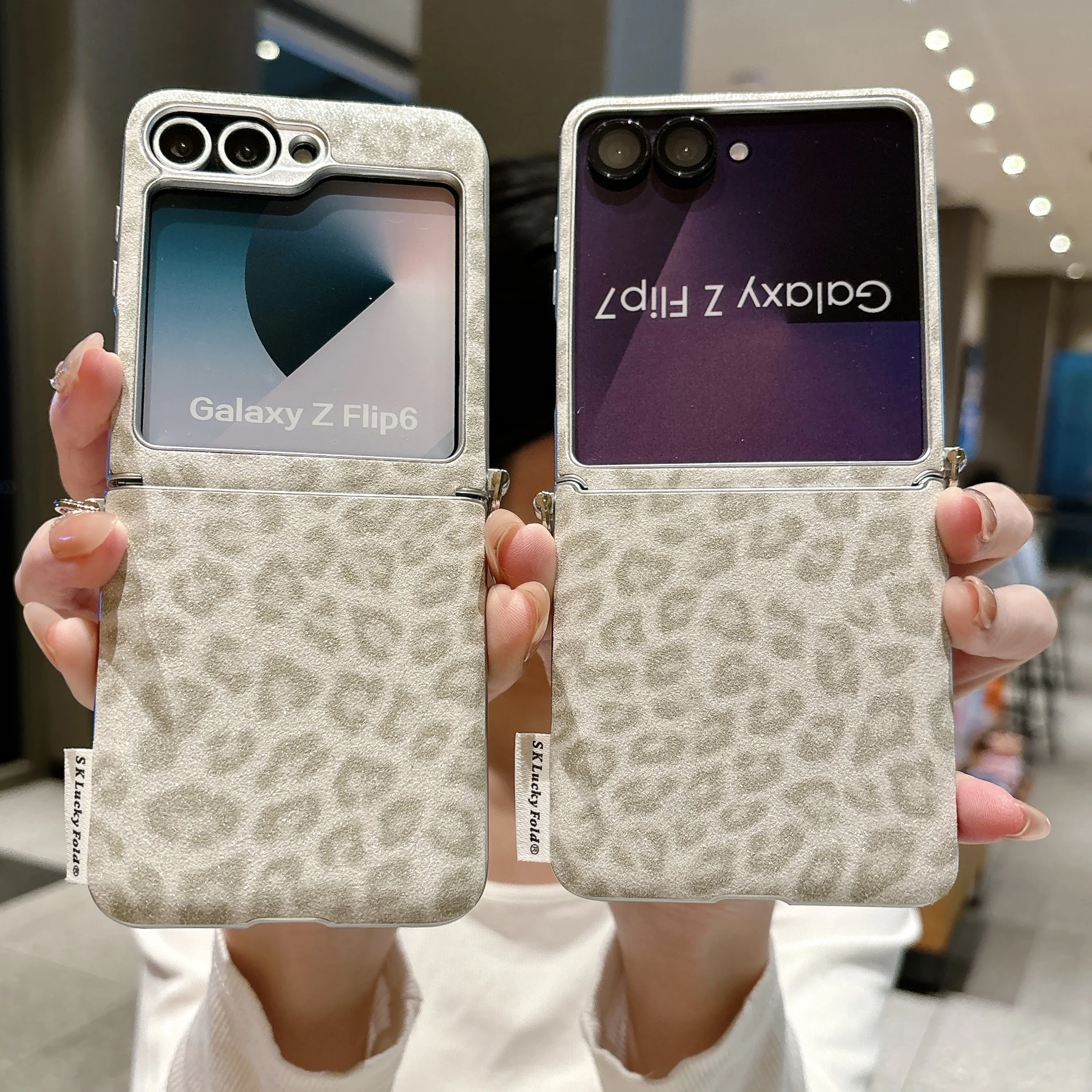 Korean Gray Leopard Print Phone Case with Star Hand Rope - Cute Protective Cover