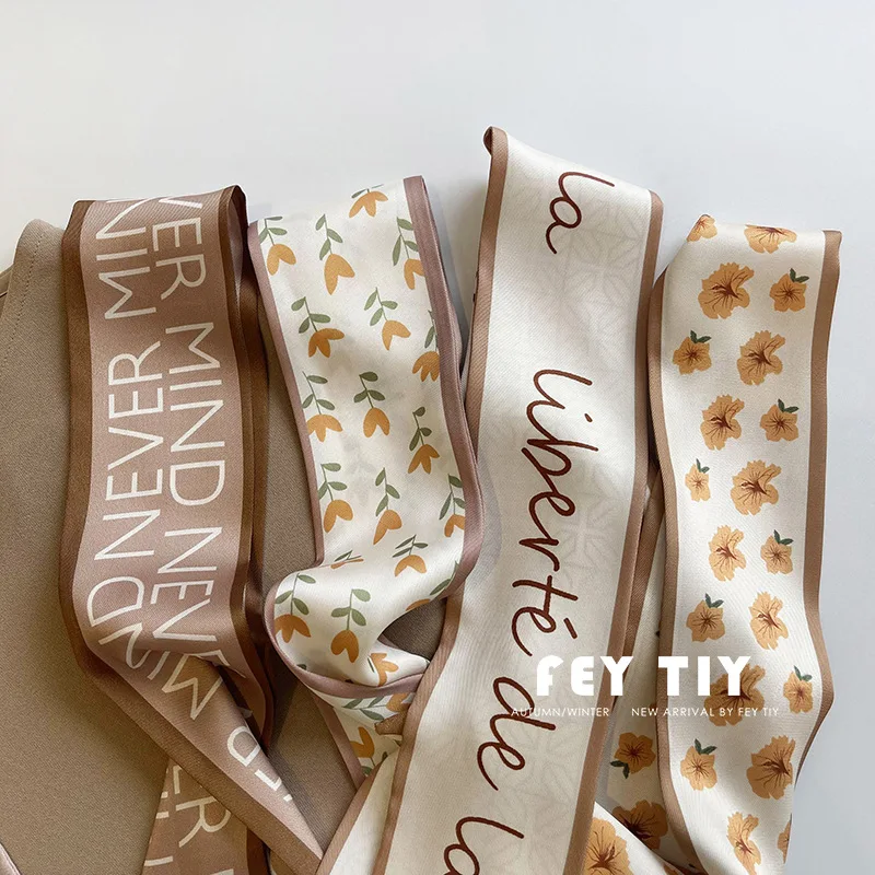 Senior Sense Multi-Function Small Silk Sscarf Ribbon Hair Ribbon Decoration Spring And Autumn Professional Scarf Headbands korea vintage lace triangular scarf chiffon embroidered triangle headband scarf summer silk wrap turban versatile decoration