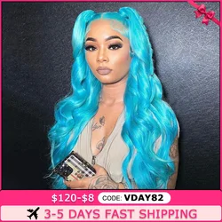 13x6 13x4 Transparent Lace Front Wig Blue Body Wave For Women 613 Colored T Part Lace Front Human Hair Pre Plucked Wigs 250%