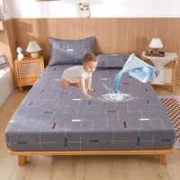 1 Simple Modern Geometry Printed Matte Fitted Sheet, Bedroom Printed Bed Cover, Bedding (excluding Pillowcases) 1