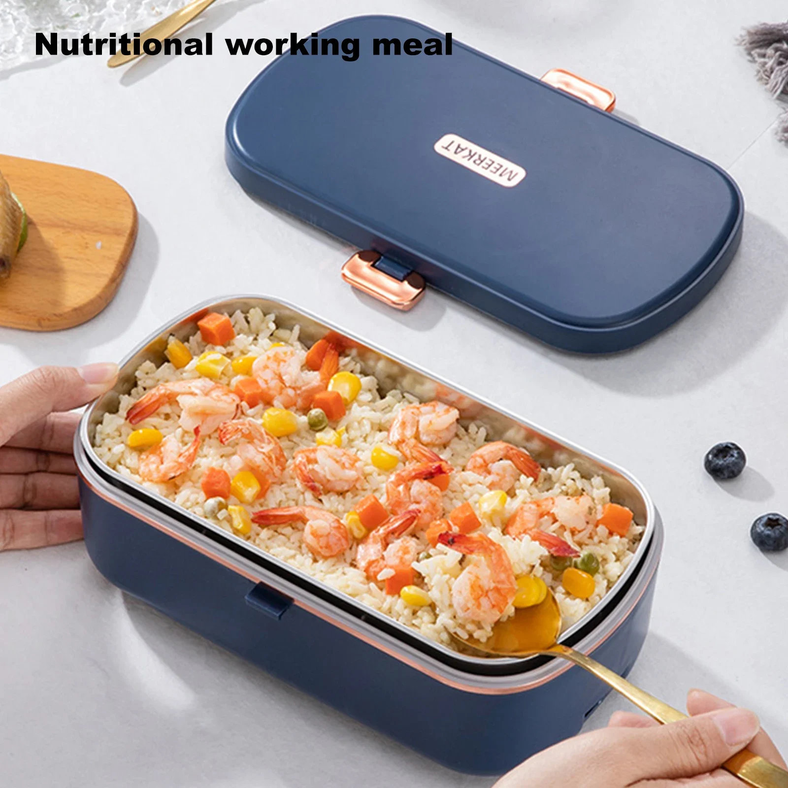 

Stainless Steel Electric Lunch Box 220V Home Work Adult Meal Heating Leak Proof Food Heated Warmer Container