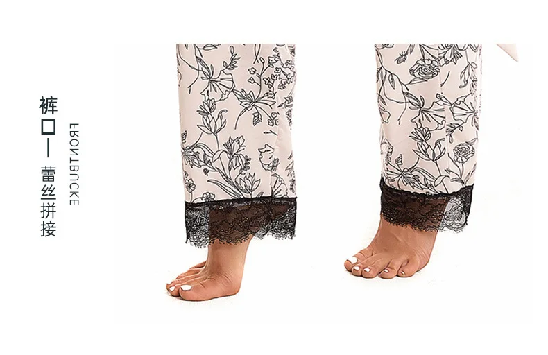 Frauen Pyjamas Baumwolle Weste + Langarm Top + Hose Drei Stück Set Für Hause Kleidung Pijama Feminino Neue nachtwäsche Zum Schlafen – Detail 14