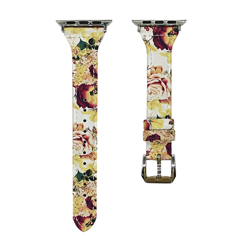 Leather Strap For Apple Watch band 38mm 42mm Flowers Genuine Leather belt Bracelet iWatch serie 3 4 5 se 6 band 44mm 40mm