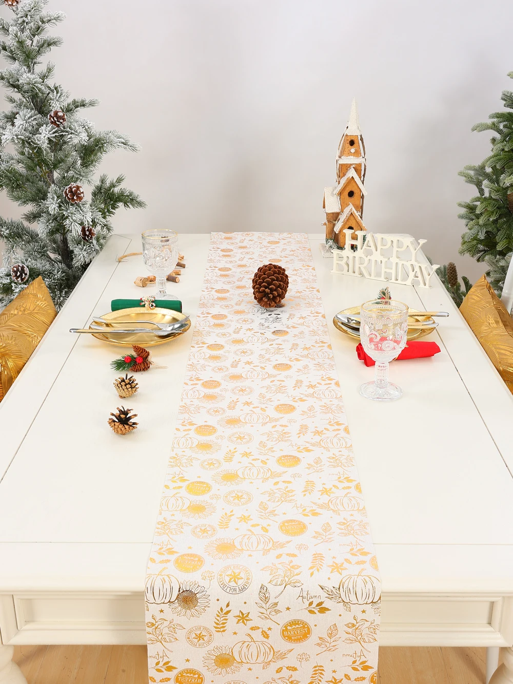 Fall Thanksgiving Harvest Tablecloth Polycotton Farmhouse Indoor Kitchen Table Home Wedding Party Decoration