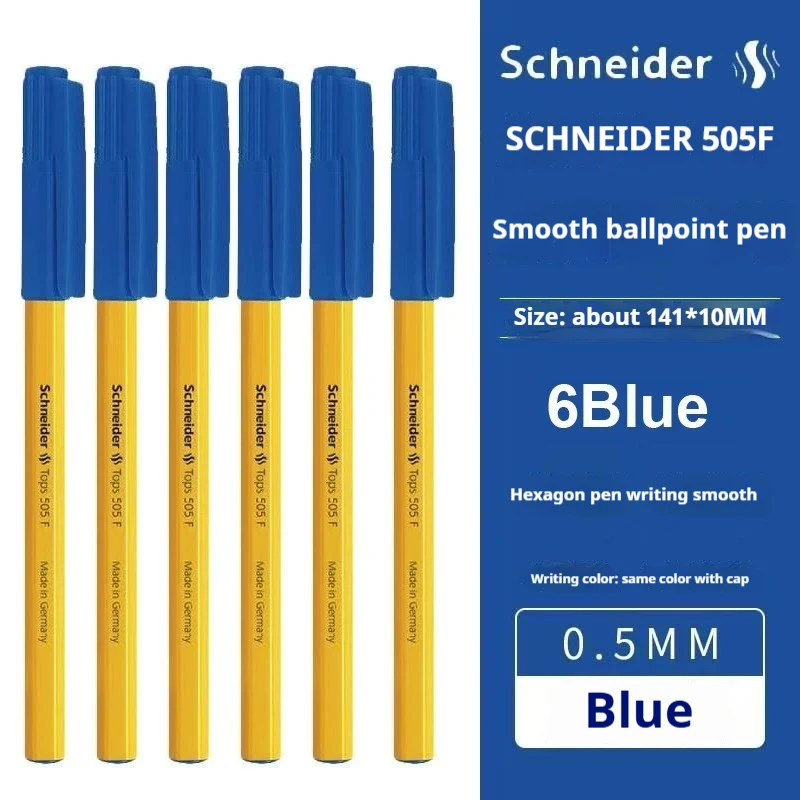 Schneider Imported German Ballpoint Pen - Ultra Smooth Steel Nib in Black, Red, and Blue Ink