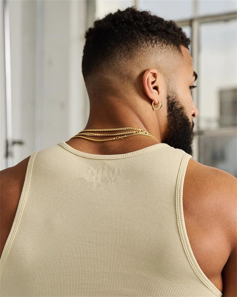 Men Summer Tank Tops Quick Dry Rib Slim Fit Muscle Tee for Men Fitness Workout Gym Singlet Bodybuilding