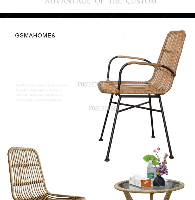 Description Picture 4 of itemNordic PE Rattan Garden Furniture Sets for Home Outdoor Furniture Creative Minimalist 4 Piece Chair Coffee Table Patio Furniture
