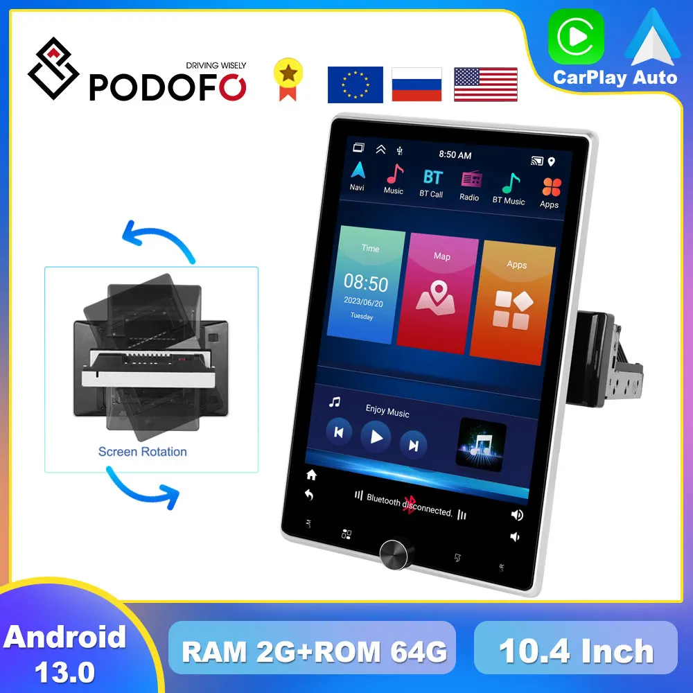 Podofo 1 Din Android Radio Multimidia Automotiva Carplay Android Auto Microfono Esterno Mirror Link Fm Rds Per Android Iphone