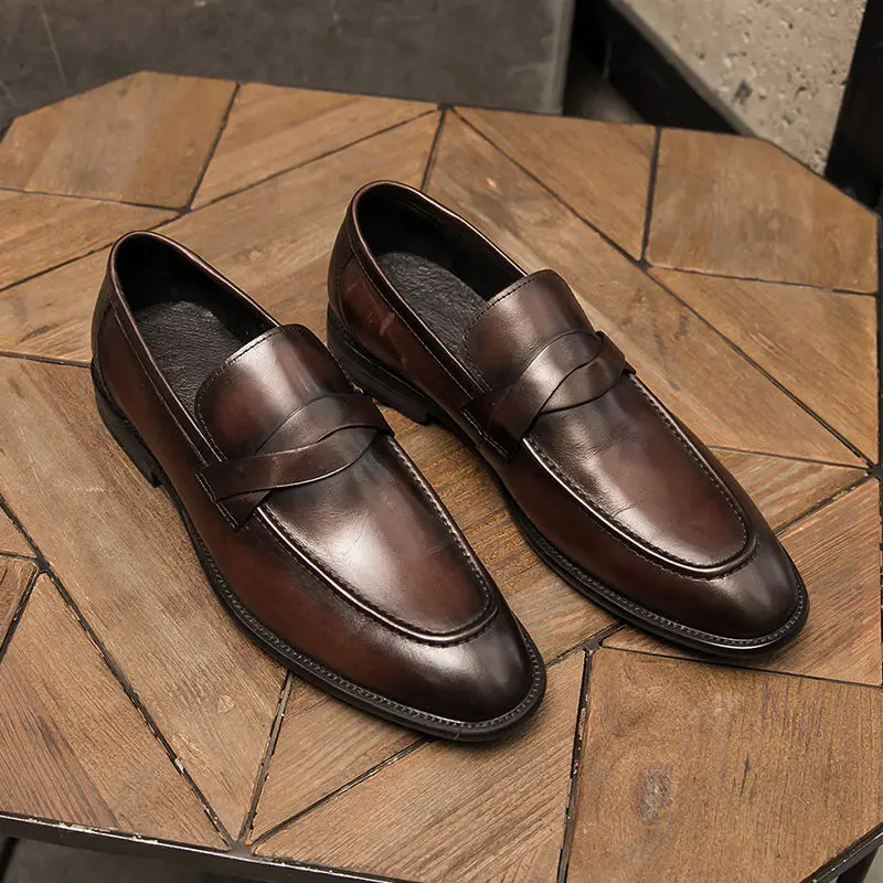 Mens Dress Shoes PU Leather Formal Shoes Men Black Brown Wedding Loafers Moccasin Derby Men Casual Shoes Plus Size 38-48