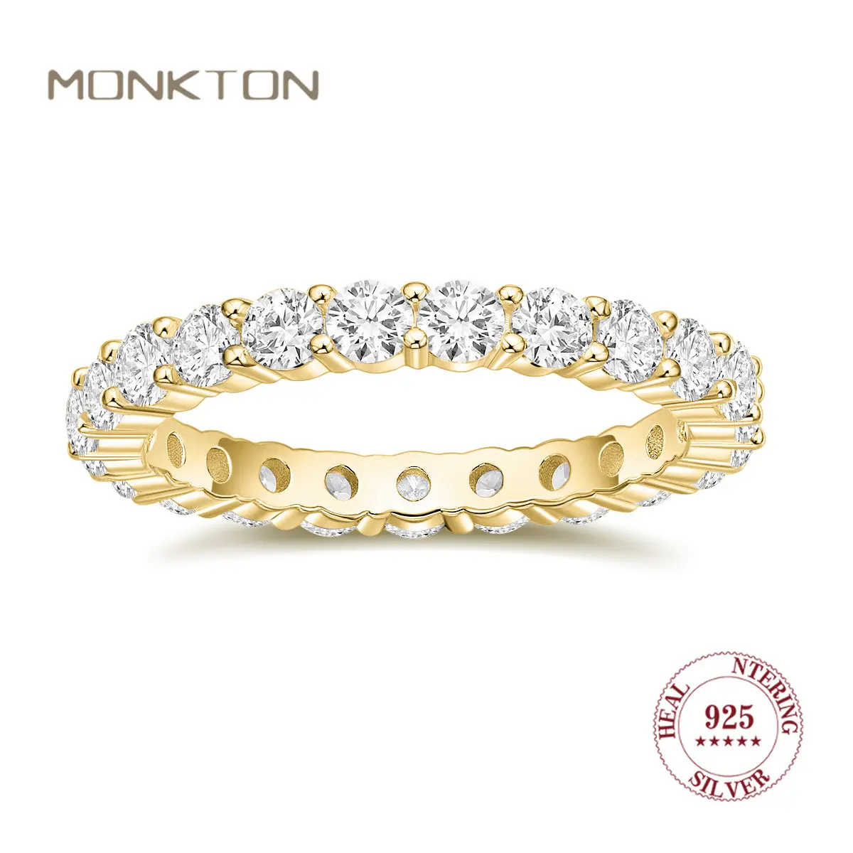 

Monkton женское модное обручальное кольцо из серебра 925 пробы с круглым цирконием бриллиант полная вечность составное обручальное кольцо для женщин ювелирные изделия