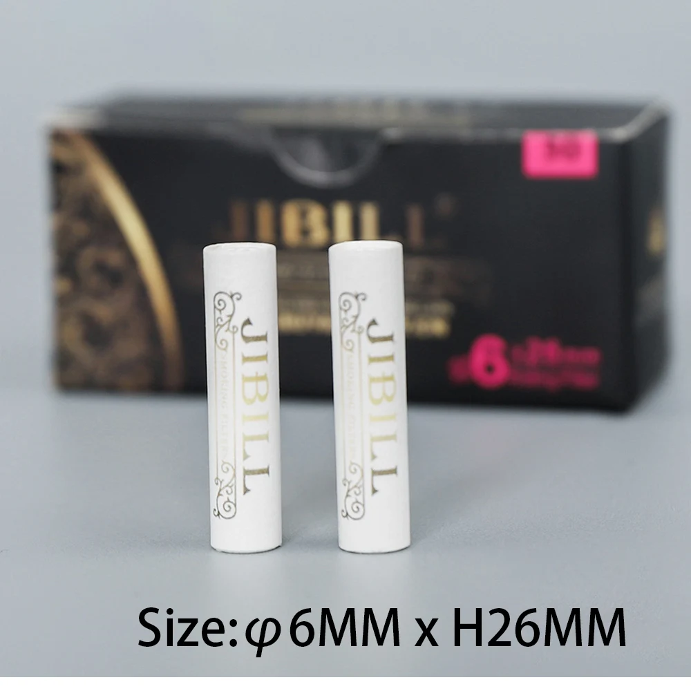Activated Carbon Filter 6X26MM Activated Carbon Filter with Both Ceramic Caps 50PCS Per Box Smoking Pipe Extra Slim 6MM Activated Charcoal Filters