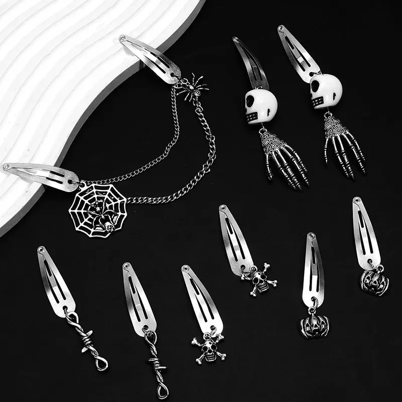 

9pcs Simple Silver BB Hair Clips Girls Y2K Skull Snap Hairpins Women Barrettes Hairgrips Kids Headdress Hair Styling Accessories