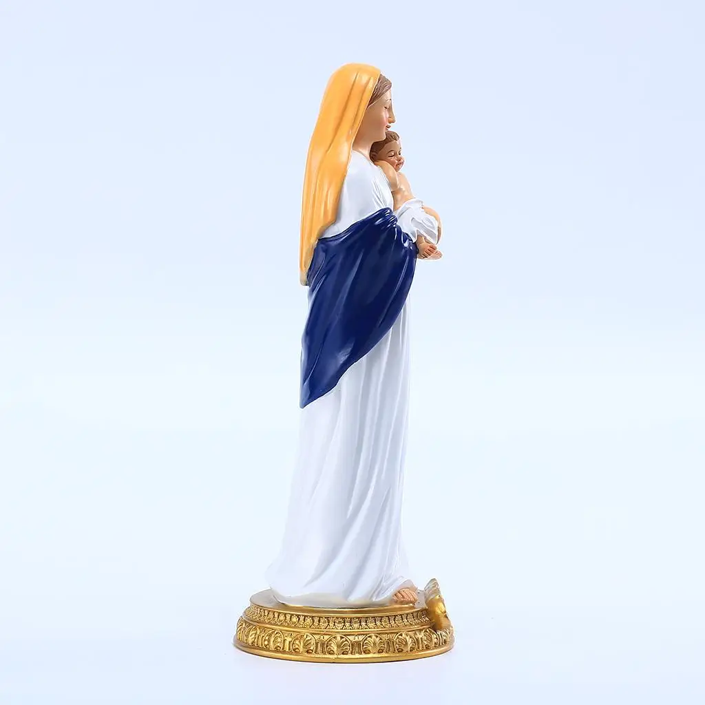 Religious Blessed Mary Holding Baby Statue Figurine Resin Sculpture Christian Ornament for Office Church Tabletop Home Religious Blessed Mary Holding Baby Statue Figurine Resin Sculpture Christian Ornament for Office Church Tabletop Home