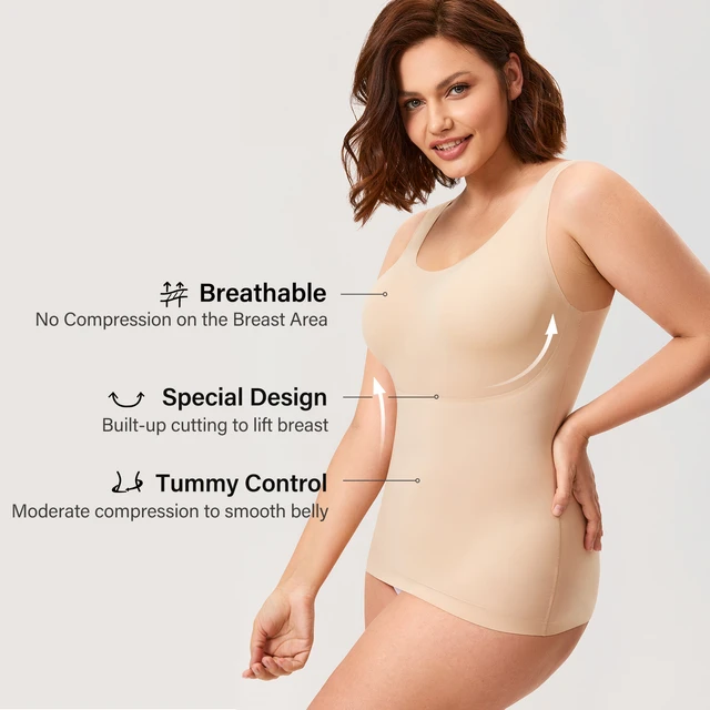 DELIMIRA Women's Plus Size Tummy Control Shapewear Smooth Body Shaping  Camisole Basic Tank Tops