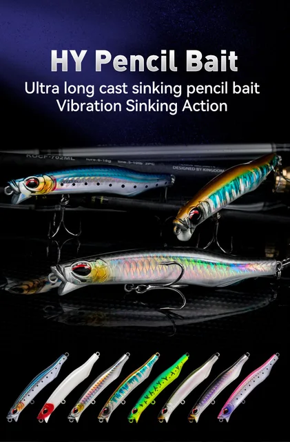 KINGDOM HY Pencil Baits Artificial Fishing Lures 8g 11g 14.5g 17.5g 20g Sinking  Pencil 70mm 80mm 90mm Sea Bass Long Throw Pencil