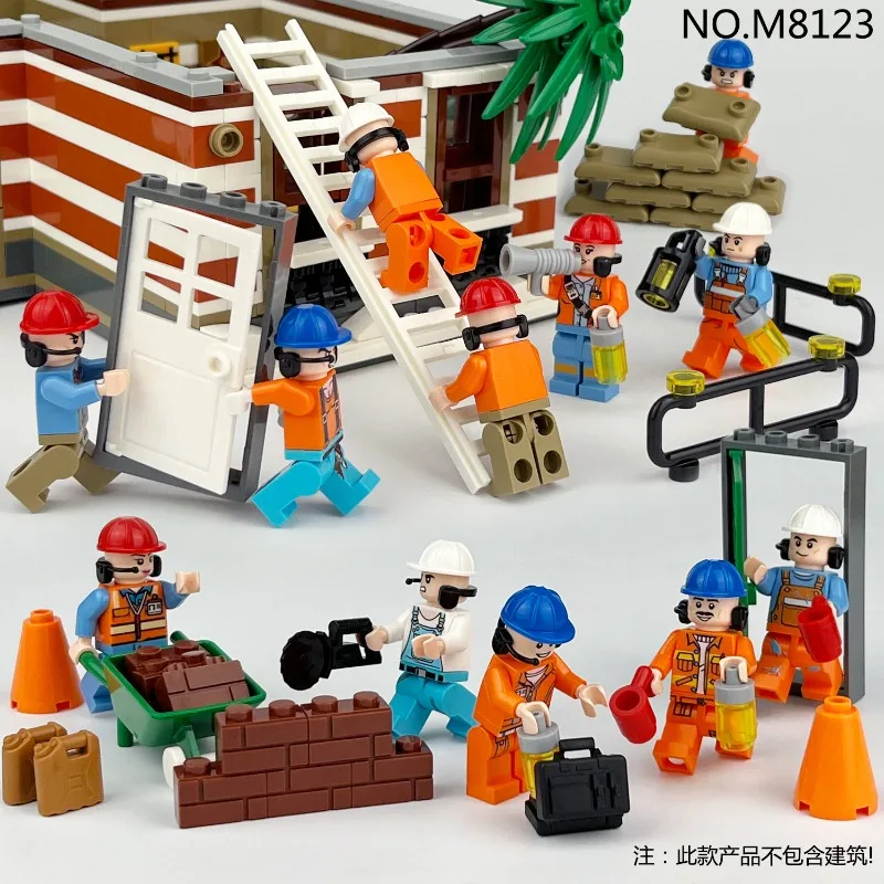 Construction Team 8103 Children Assemble and Decorate Small Gifts Small Particles Toys City Dolls Construction Workers - 4
