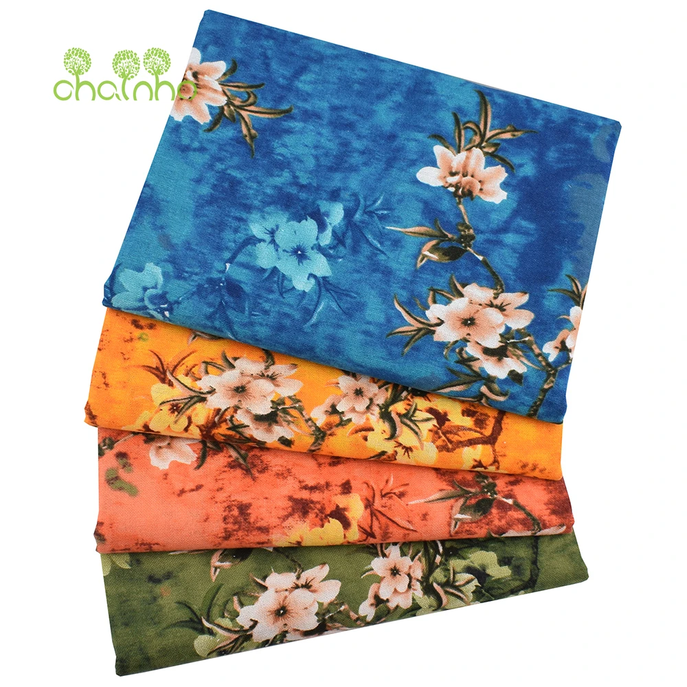 Chainho,Printed Cotton Linen Fabric,DIY Quilting Sewing Material,Cloth For Table,Sofa,Cushion,Bags,Vintage Color Series,15CL37