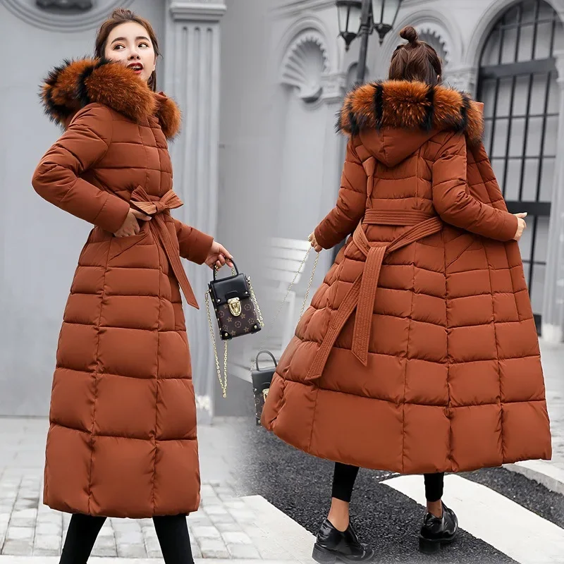 

Long Padded Jacket Fashion Winter Jacket Women's Thick Down Down Parka Coat Women's Slim Fur Collar Winter Warm Coat Women's