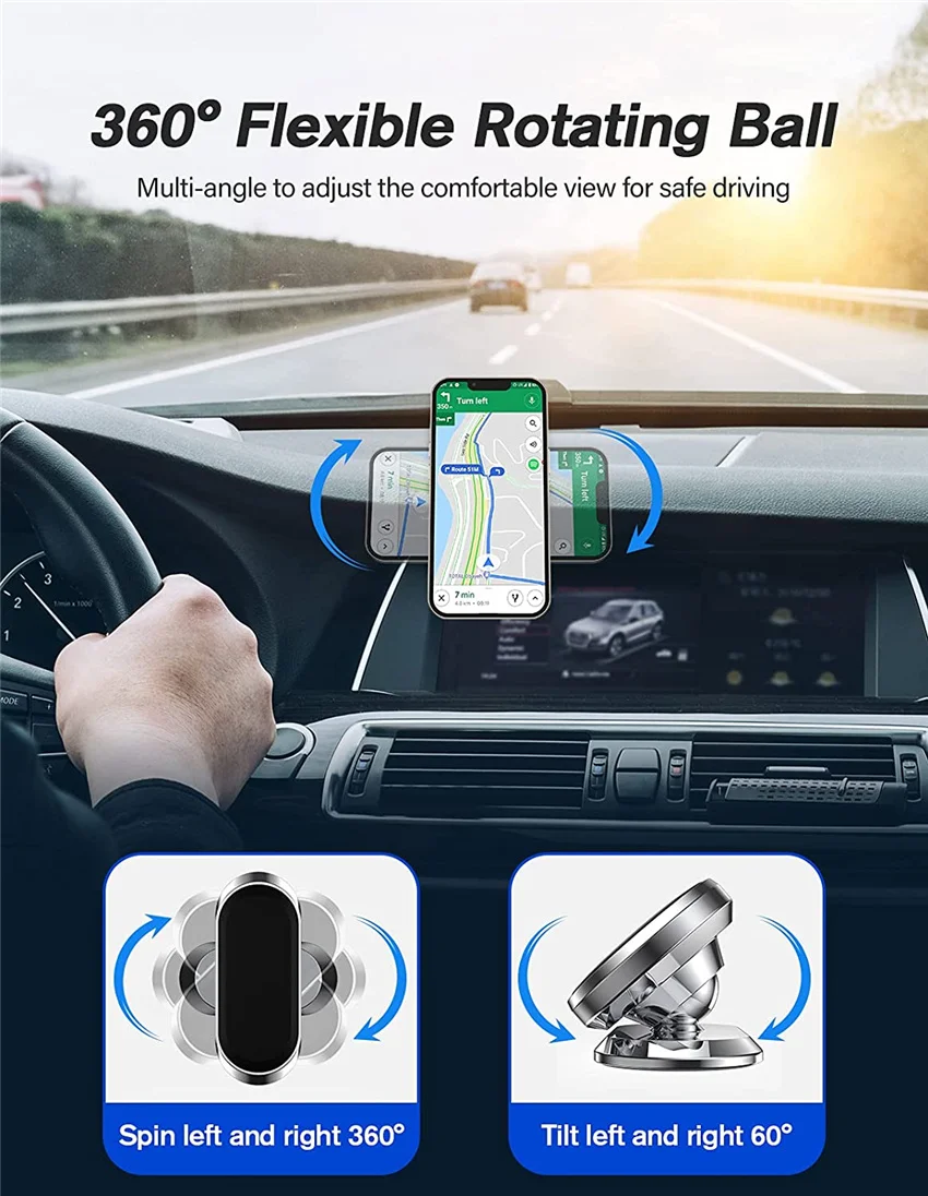 Metal Strong Magnetic Phone Holder 360 Rotating Car Phone Holder Stand Zinc Alloy Magnet Car in Support GPS Mount Phone Holder
