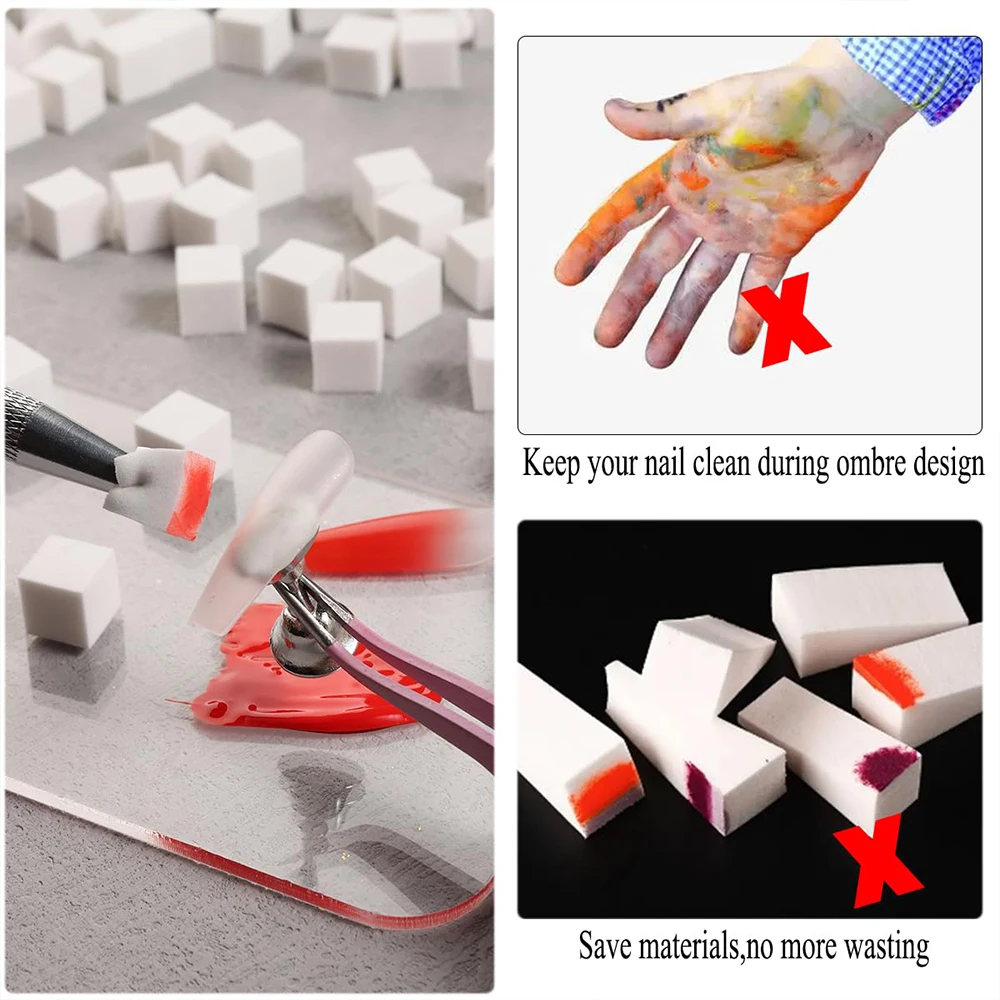 LULAA Nail Art Sponge DIY Gradient Nail Brush 50 Pieces Mini Sponges and Sponge Grabber Nail Art Tools Professional Accessories 4