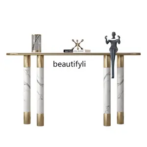 yj Italian Minimalist Affordable Luxury Style Console Simple Modern Entrance Hall Side View Table Stainless Steel Console Table