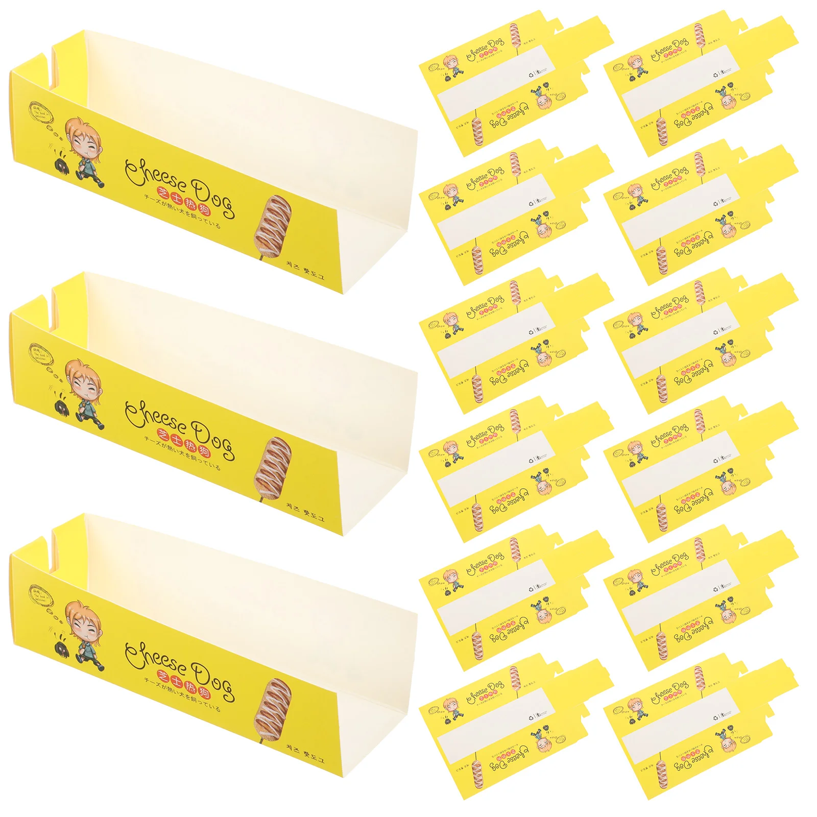 

100 Pcs Little Boy Sausage Boxes Food Containers with Lids Hot Dogs Paper Snack