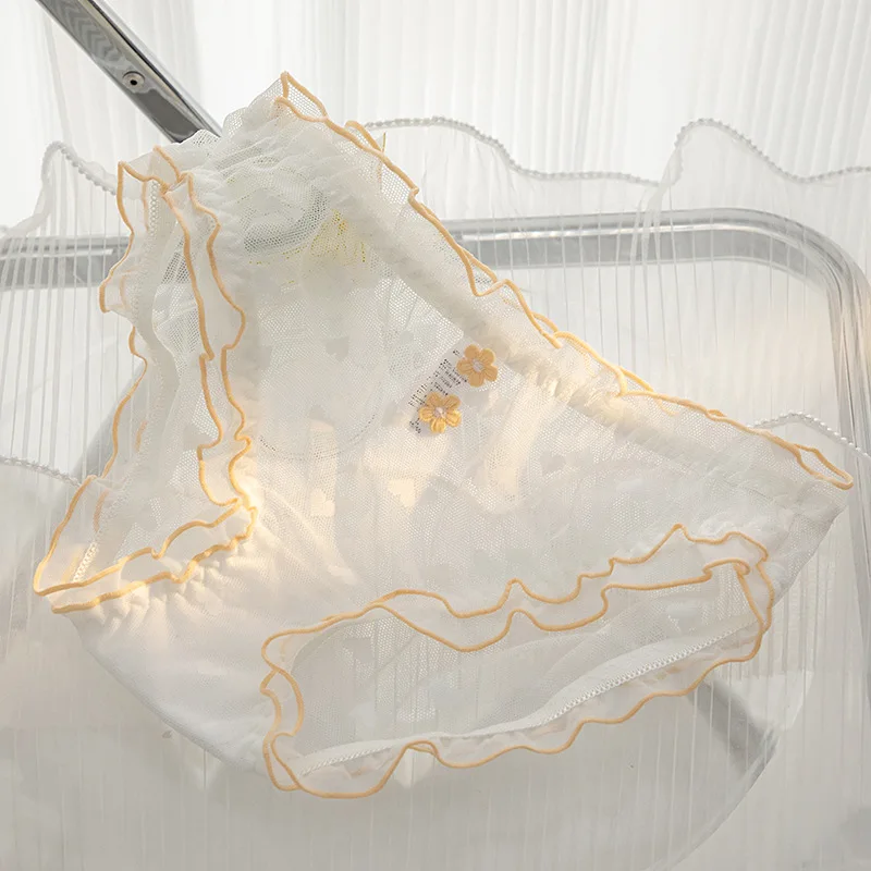 L-XL Women's Underwear Panty Sexy Lace Panties Girls' Flower Comfort Briefs Middle Waist Seamless Underpants Female Lingerie