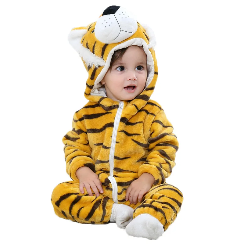 Cartoon lion Tiger Dinosaur Cosplay Costume Boy Girls Toddler Animal Jumpsuit Baby Rompers Infant Clothes Pyjamas Kids Kigurumi