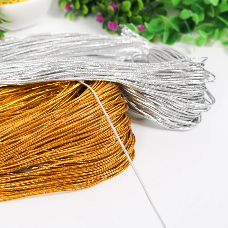Gift Box Wrapping Decoration Metallic Gold Elastic Stretch Cord Loop Pre-tie Bow, 20yards
